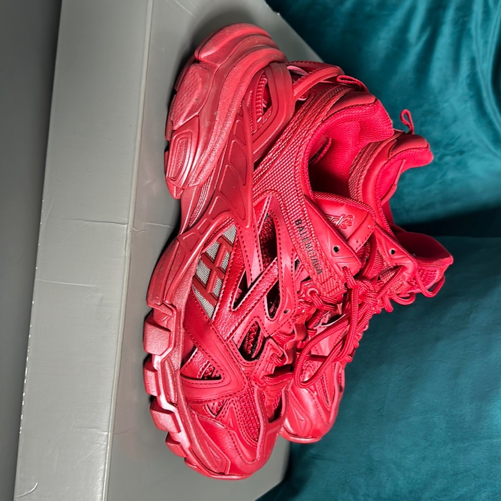 Red balenciaga track sneakers
